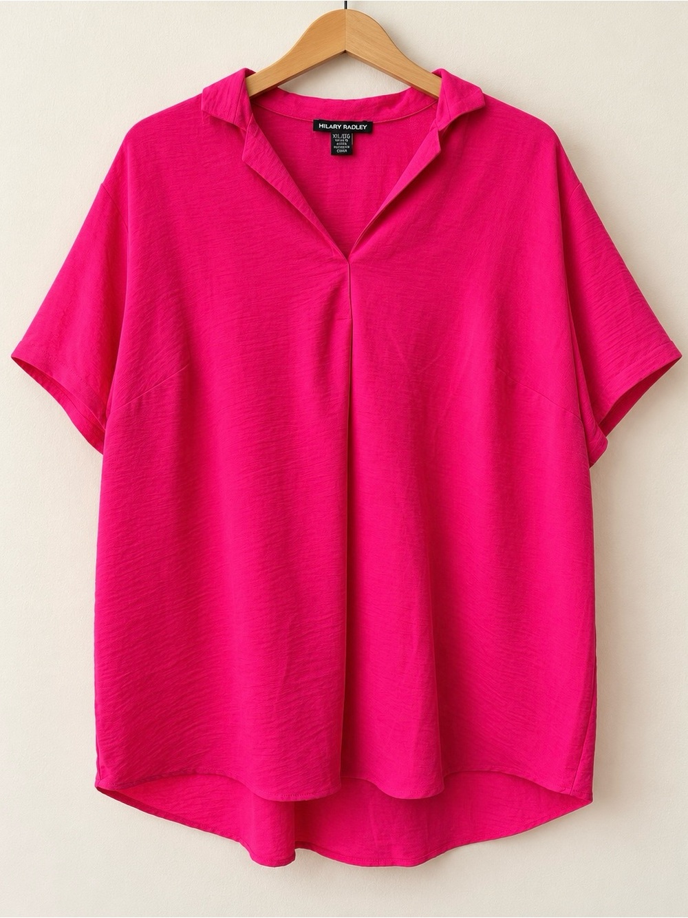 Blair Hot Pink Short-Sleeve V-Neck Blouse